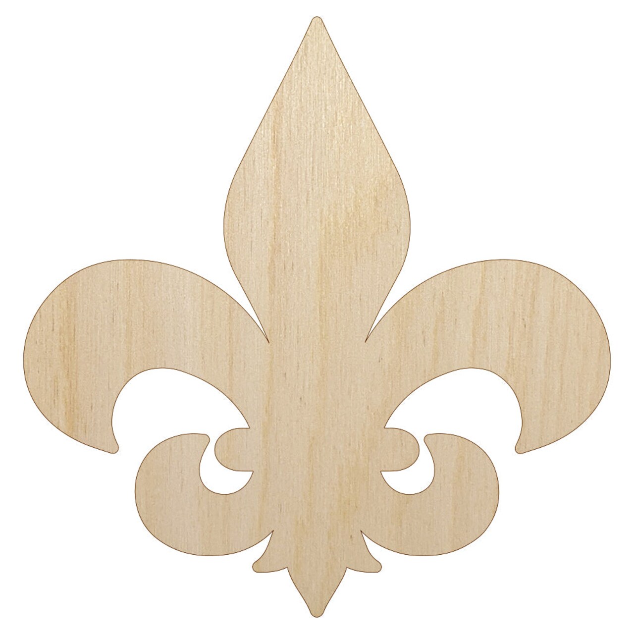 Fleur de Lis Solid Unfinished Wood Shape Piece Cutout for DIY Craft Projects